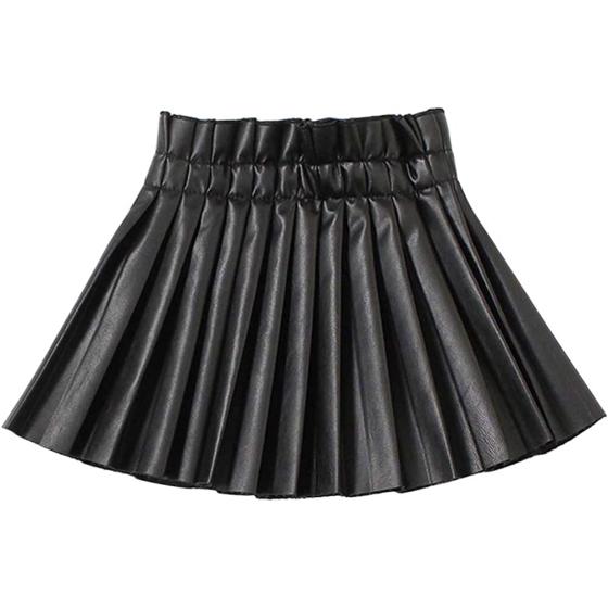 WELAKEN Pu Leather Skirts for Girls Kids & Teen & Toddler & Women Faux Leather Pleated Skirts