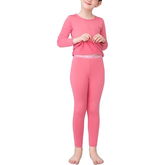 LAPASA Girls Thermal Underwear Set, Kids Long Johns Fleece Lined Winter Base Layer Top & Bottom G03/G15