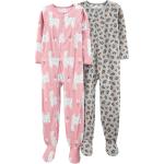 Simple Joys by Carter's Babies, Toddlers, and Girls' Loose-Fit Fleece Footed Pajamas, Pack of 2