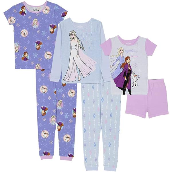 Disney Girls' Frozen | Princess | Minnie Mouse 6-Piece Snug-Fit Cotton Pajamas Set