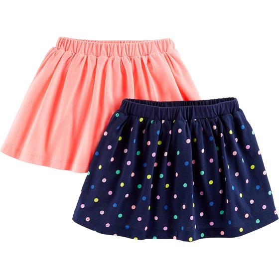 Simple Joys by Carter's Toddler Girls' Knit Scooters (Skirt with Built-in Shorts), Pack of 2