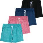 4 Pack: Girls Athletic Performance Dry-Fit Running Shorts with Drawstring & Pockets
