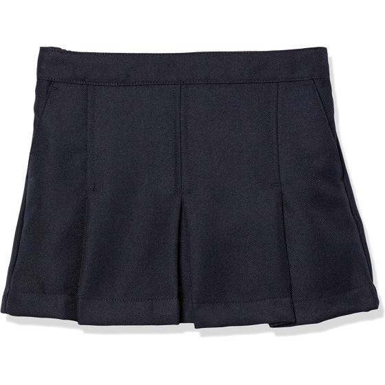 Nautica Girl's School Uniform Pleated Pull-on Scooter Skirt With Undershorts, Knit Waistband