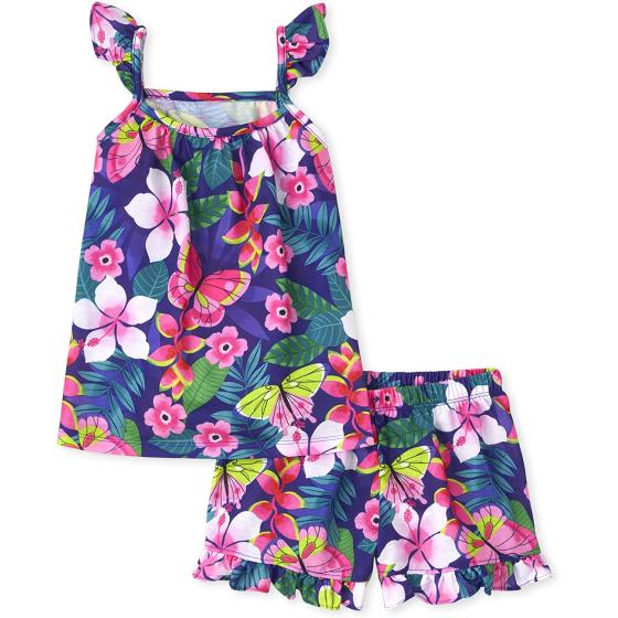 The Children's Place Girls Sleeveless Cami and Shorts 2 Piece Pajama Set