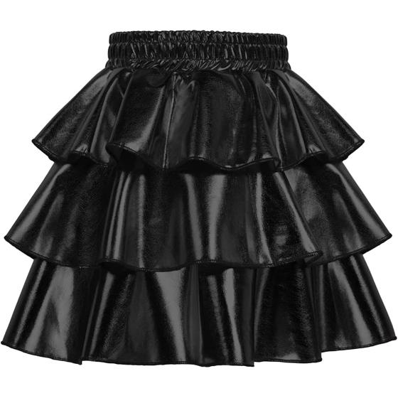 GRACE KARIN Girls Metallic Skirt 3-Layer Ruffle Skirt for Girls 5-14Y