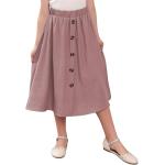 GORLYA Girls A-Line Elastic High Waist Pleated Swing Maxi Skirt with Pockets for 4-14T