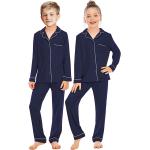 Veseacky Unisex Girls Boys Pajamas Long Sleeve Sleepwear Button-Down 2 Pcs Pjs Set for 5-14 Years