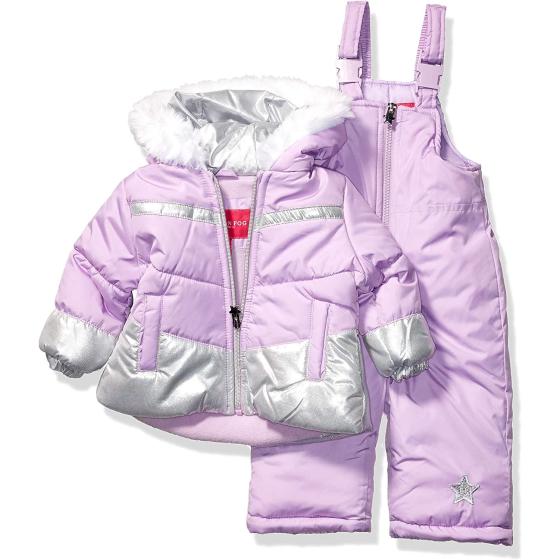 LONDON FOG girls Snowsuit With Snowbib and Puffer Jacket