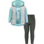 Disney Frozen Princess Anna Queen Elsa Girls Zip Up Vest Puffer T-Shirt and Leggings 3 Piece Set Toddler to Big Kid