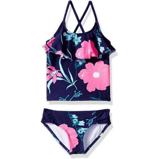 Kanu Surf Girls' Charlotte Flounce Tankini Beach Sport 2-Piece Swimsuit