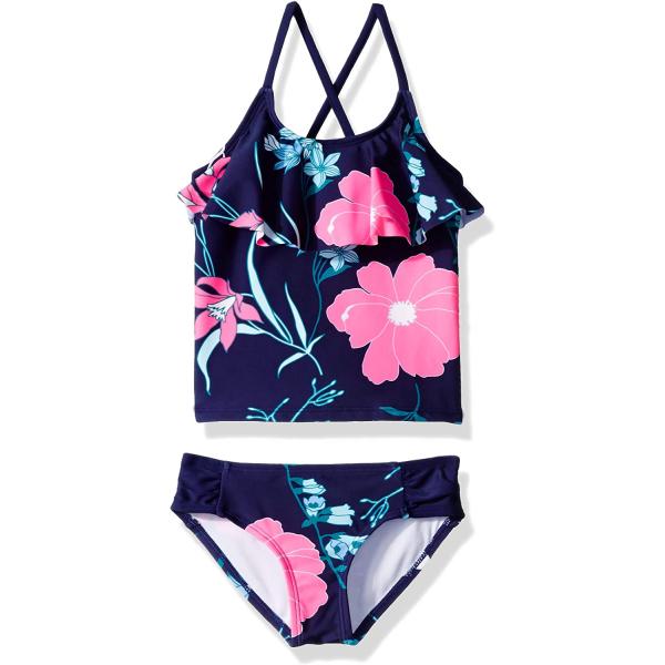 Kanu Surf Girls' Charlotte Flounce Tankini Beach Sport 2-Piece Swimsuit