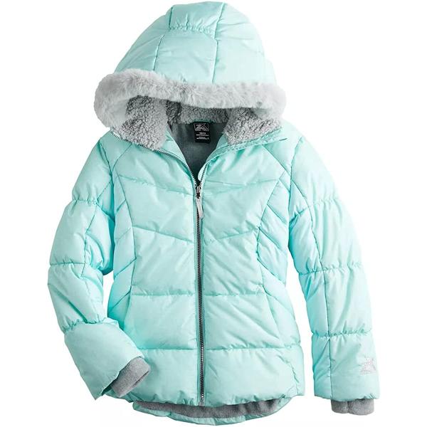 ZeroXposur Girls Puffer Jacket Fleece lined Winter Coat with Lined Hood and Removable Faux Fur Trim