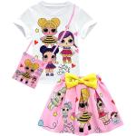 Bololoc Girls Birthday Clothes Cartoon Short Sleeve Shirt Skirt Set Princess Party Outfit for Girl Gift 2-8Years