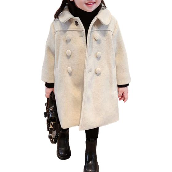 CM C&M WODRO Girls Dress Coat Kids Winter Warm Jacket Long Sleeve Button Trench Coat Pocket Long Peacoat Outerwear 2-7 Years