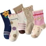 Mud Kingdom 5 Pairs Girls Cotton Crew Socks for 1-3/3-5/6-8/9-12 Years Old Ruffled Cute Cartoon