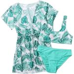 SOLY HUX Girl's Tropical Print Bikini Bathing Suit with Kimono 3 Piece Swimsuits