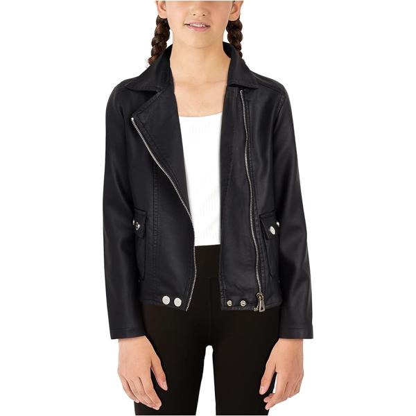 URBAN REPUBLIC Girls' Leather Jacket PU Leather Motorcycle Moto Jacket Outerwear Coat Faux Pleather