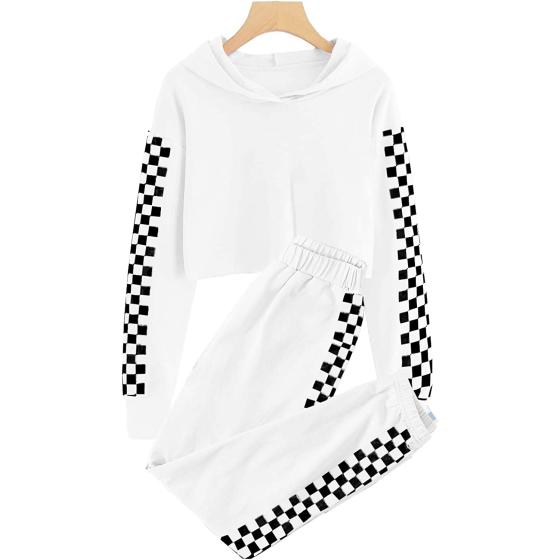 Kids 2 Piece Outfits Girls Crop Tops Hoodies Long Sleeve Fashion Sweatshirts and Sweatpants