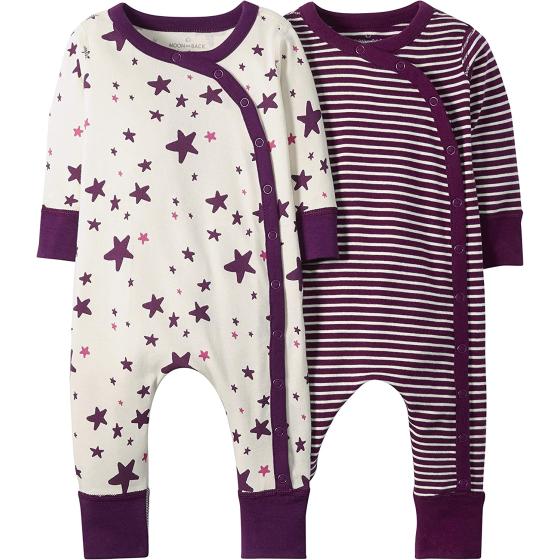 Moon and Back by Hanna Andersson Boys' Organic 2 Pack Long Sleeve Romper