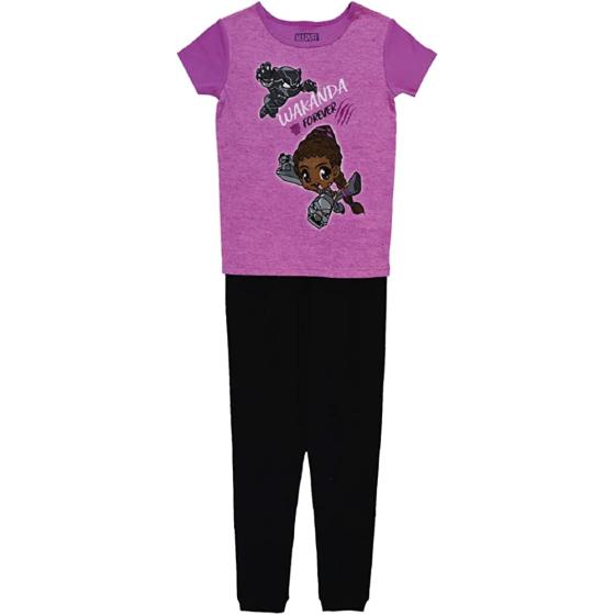 Marvel Girls' Black Panther: Wakanda Forever | Groot 2-Piece Snug-fit Cotton Pajamas Set