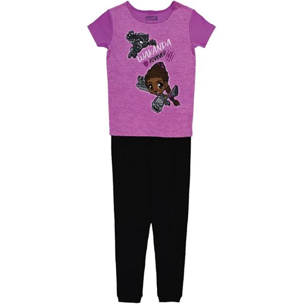 Marvel Girls' Black Panther: Wakanda Forever | Groot 2-Piece Snug-fit Cotton Pajamas Set
