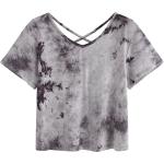 SweatyRocks Women's Tie Dye Criss Cross Back Short Sleeve Crop Summer T Shirt