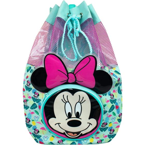 Disney Kids Minnie Mouse Swimming Bag Girls Beach Pool Swim Drawstring Backpack Multicolor