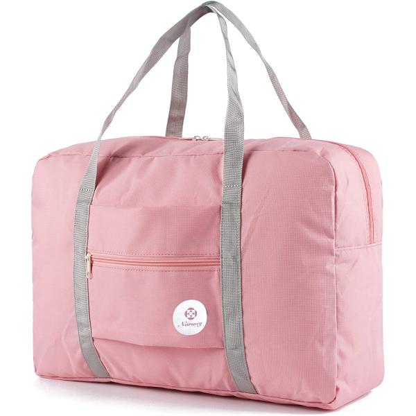 Narwey For Spirit Airlines Foldable Travel Duffel Bag Tote Carry on Luggage Sport Duffle Weekender Overnight for Women and Girls (1112 Pink)