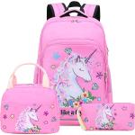 BTOOP Girls Backpack for Kids Elementary Bookbag Girly School Bag with Insulated Lunch Tote and Pencil Pouch for Children (Light Pink - 3 Pices)