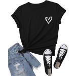 SweatyRocks Women's Heart Print T Shirts Summer Funny Short Sleeve Tops for Teen Girl