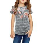 ZIWOCH Girls Clothes Short Sleeve T Shirts Casual Color Block Striped Loose Girls' Tops Tees & Blouses 4-13 Years Old Summer