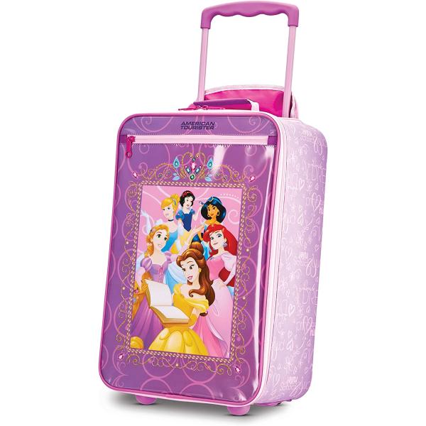American Tourister Kids' Disney Softside Upright Luggage,Telescoping Handles, Princess 2, 18"