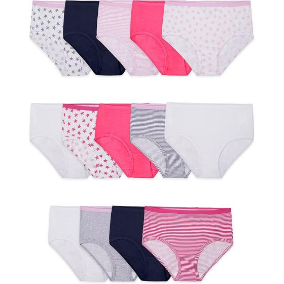 Fruit of the Loom Girls' Cotton Brief Underwear Multipacks