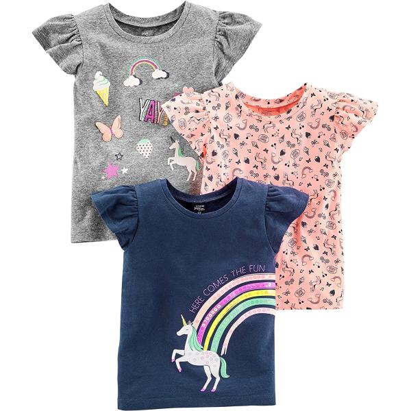 Simple Joys by Carter's Toddler Girls' Short-Sleeve Graphic Tees, Pack of 3
