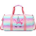 Dance Bag Girls Gymnastics Bag Kids Overnight Duffle Bag Unicorn Gym Sports Ballet Bag with Shoe Compartments, Kids Travel Weekender Sleepover Carry On Bag