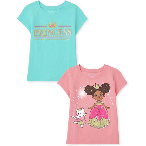 The Children's Place Baby Toddler Girls Short Sleeve Graphic T-Shirt 2-Pack