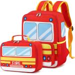 Toddler Backpack Boy Preschool School Bus Bookbag Kindergarten 3D Daycare Bags with Insulation Lunch Box