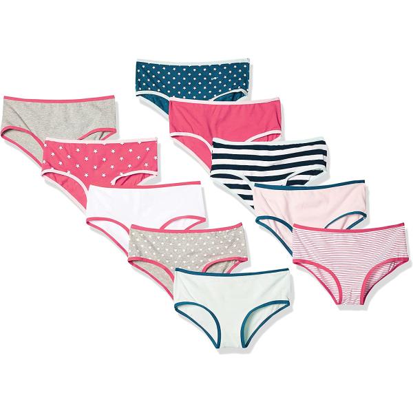 Amazon Essentials Girls' Bikini Underwear, Multipacks