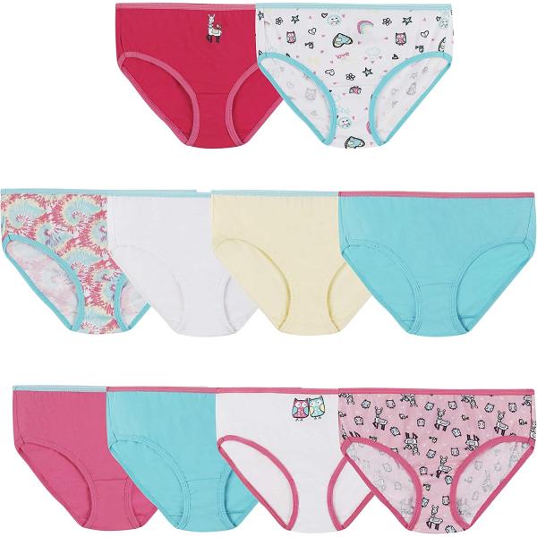 Hanes Girls and Toddler Underwear, Cotton Knit Tagless Brief, Hipster, and Bikini Panties, Multipack (Colors May Vary)