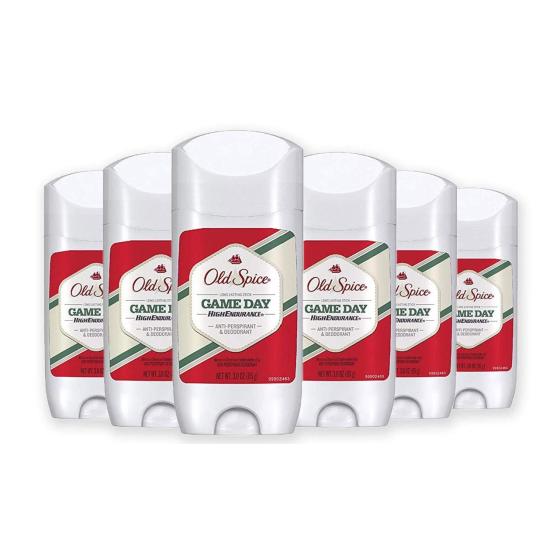 Old Spice Antiperspirant and Deodorant for Men, High Endurance, Game Day Long Lasting Stick, 3 Oz (Pack of 6)