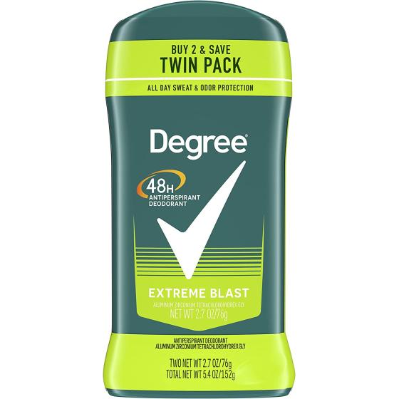 Degree Men Original Protection Antiperspirant Deodorant 48-Hour Sweat & Odor Protection Extreme Blast Antiperspirant For Men 2.7 oz, Twin Pack