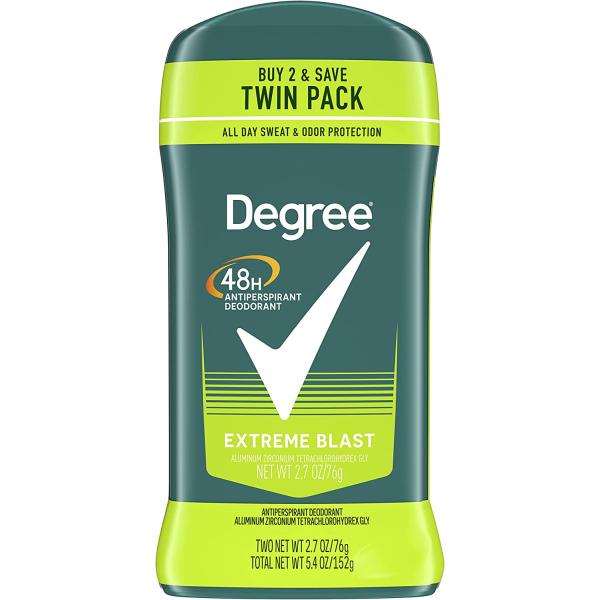 Degree Men Original Protection Antiperspirant Deodorant 48-Hour Sweat & Odor Protection Extreme Blast Antiperspirant For Men 2.7 oz, Twin Pack