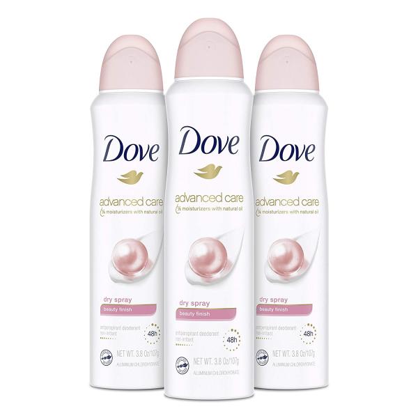 Dove Dry Spray Antiperspirant Deodorant for Women, Beauty Finish, 48 Hour Protection, Soft And Comfortable Underarms, Rose, 3.8 Oz, Pack of 3