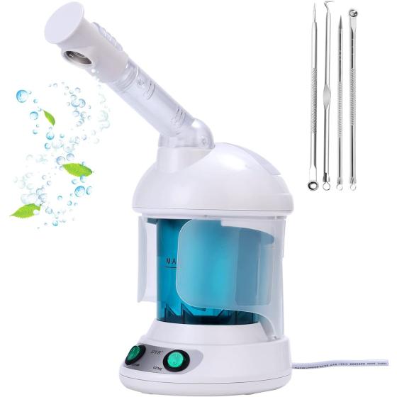 DYB Portable Facial Steamer, Nano Ionic Face Steamer with 360°Rotatable Sprayer,Mini Facial Steamer for Salon and Spa,1 Piece Headband and 4 Pieces Steel Skin Kits.