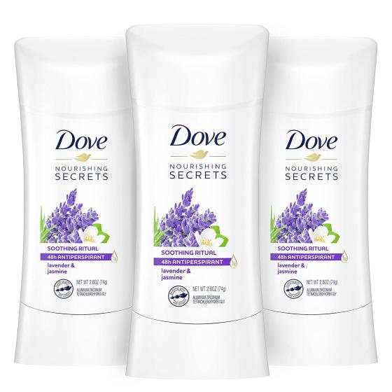 Dove Nourishing Secrets Antiperspirant Deodorant Stick for Women Lavender & Jasmine for 48 Hour Underarm Sweat Protection And Soft And Comfortable Underarms, 2.6 Fl Oz (Pack of 3)