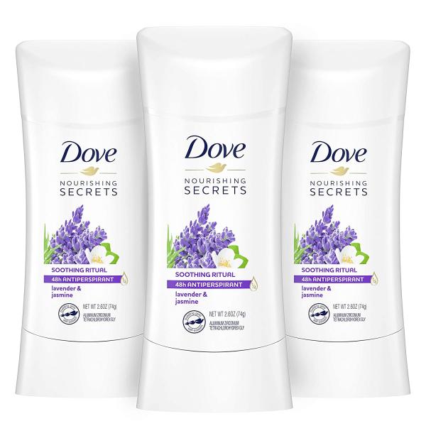 Dove Nourishing Secrets Antiperspirant Deodorant Stick for Women Lavender & Jasmine for 48 Hour Underarm Sweat Protection And Soft And Comfortable Underarms, 2.6 Fl Oz (Pack of 3)