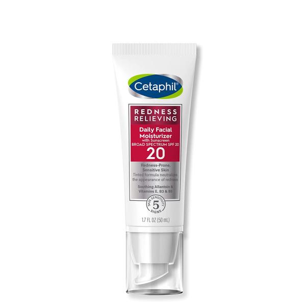 CETAPHIL Redness Relieving Daily Facial Moisturizer SPF 20, 1.7 fl oz, Broad spectrum Sunscreen, Neutral Tint, For Redness-Prone Skin