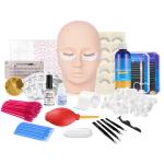 [Updated Version] 154pcs Eyelashes Extension Practice Exercise Set, Professional Flat Mannequin Head False Eyelash Grafting Training Tool Kit for Makeup Practice Eye Lashes Graft