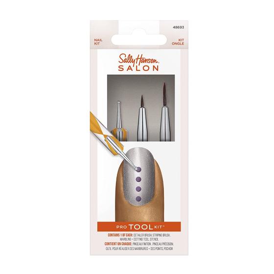 Sally Hansen Nail Salon Pro Tool Kit, 0.32 Oz, Nail Art Tools, Nail Dotting Tool, Easy to Use, Detailer Brush, Stripping Brush, Marbling and Dotting Tool