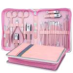 26 in 1 Manicure Set - Professional Manicure Kit Pedicure Kit, Stainless Steel Nail Clippers Set Nail Care Kit with Travel Case Pink